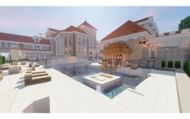 If the waves are too rough, take a dip in the swimming pool. (Image via Mojang)